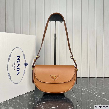 Prada Arque Leather Shoulder Bag With Flap