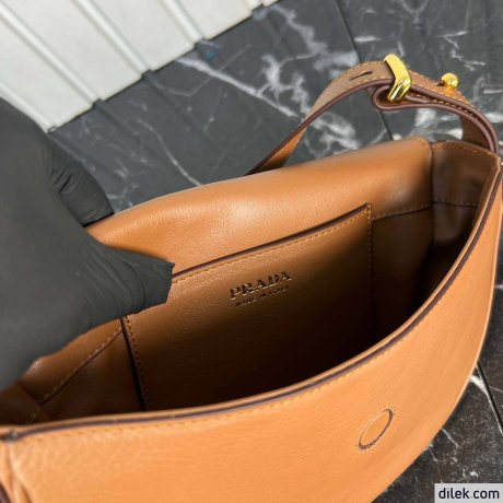 Prada Arque Leather Shoulder Bag With Flap