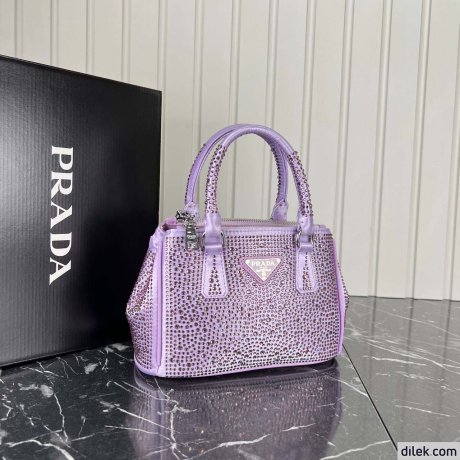 Prada Galleria Satin Small Bag With Crystals