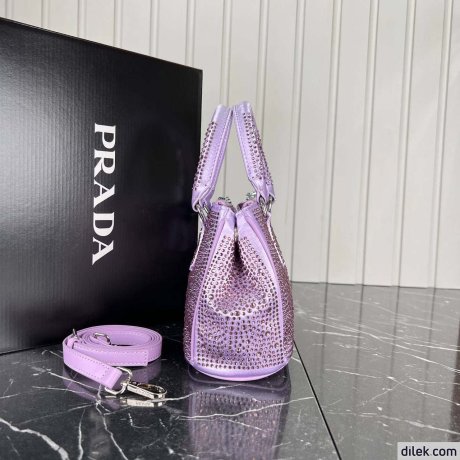 Prada Galleria Satin Small Bag With Crystals