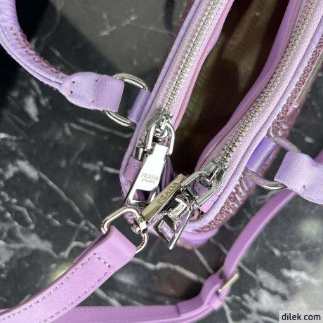 Prada Galleria Satin Small Bag With Crystals