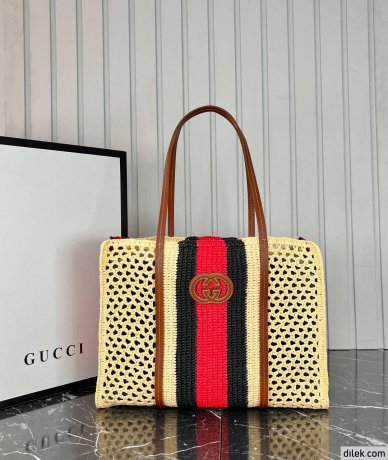 Gucci Raffia Tote Bag