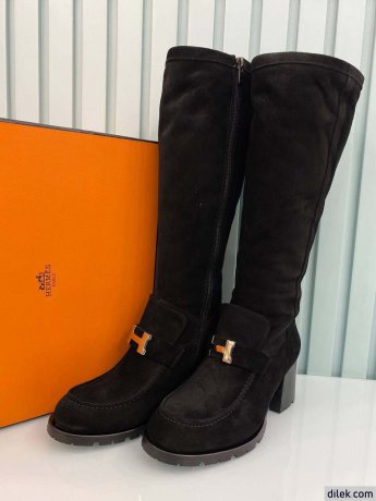Hermes Women Long Suede Boot