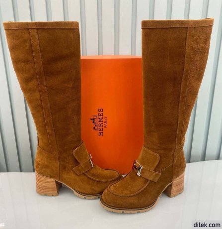 Hermes Women Long Suede Boot