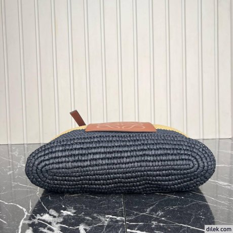 Loewe Small Square Basket Bag In Raffia and Calfskin