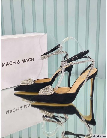 Mach & Mach Triple Heart Satin Ankle-Strap Pumps