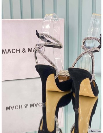 Mach & Mach Triple Heart Satin Ankle-Strap Pumps