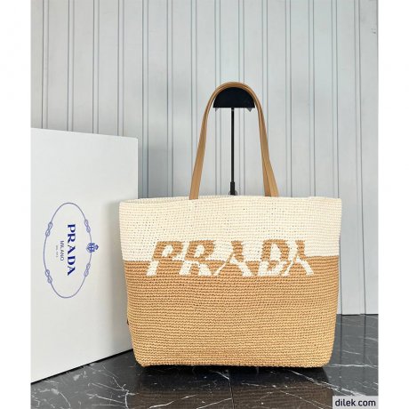 Prada Crochet And Leather Tote Bag