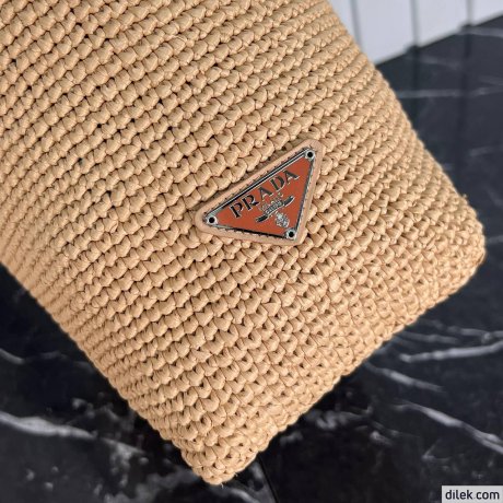 Prada Crochet And Leather Tote Bag