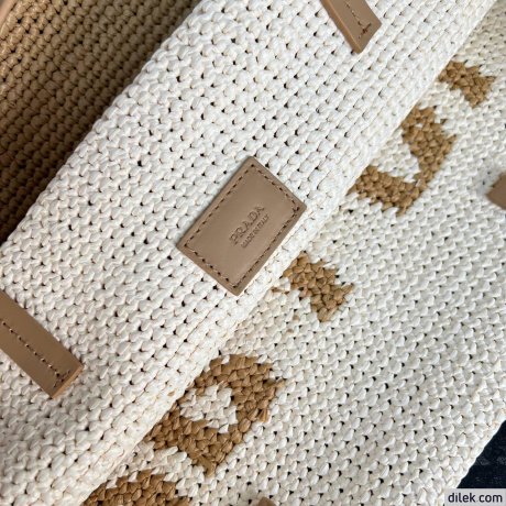 Prada Crochet And Leather Tote Bag