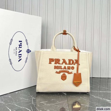 Prada Medium Linen Blend Tote Bag