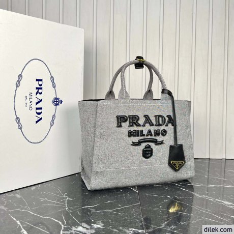 Prada Medium Linen Blend Tote Bag