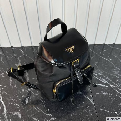 Prada Medium Re-Nylon And Brushed Leather Backpack