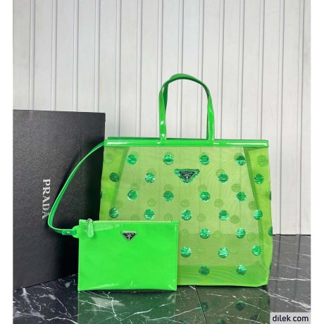 Prada Polka-dot Mesh Tote Bag
