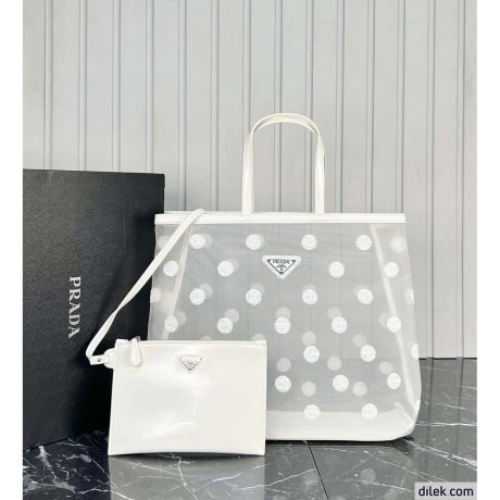 Prada Polka-dot Mesh Tote Bag