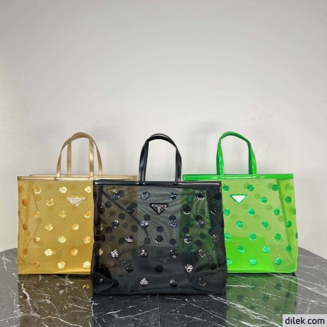 Prada Polka-dot Mesh Tote Bag