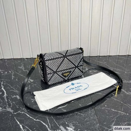 Prada Satin Flap Bag With Crystals