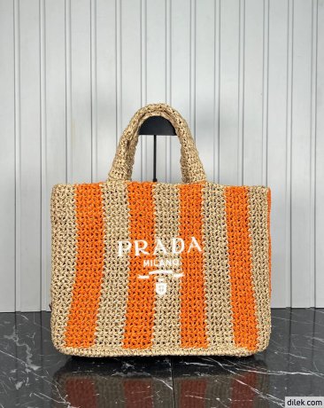 Prada Small Raffia Tote Bag