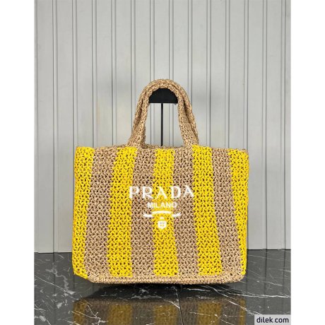 Prada Small Raffia Tote Bag