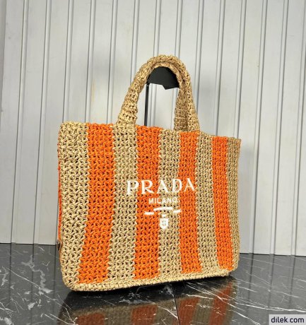 Prada Small Raffia Tote Bag