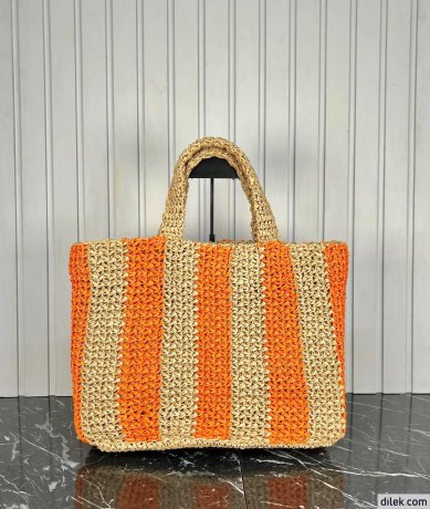 Prada Small Raffia Tote Bag