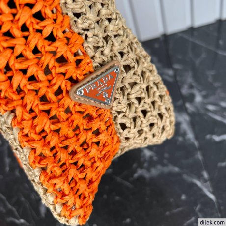 Prada Small Raffia Tote Bag