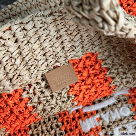 Prada Small Raffia Tote Bag