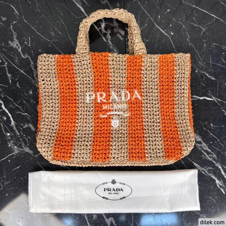 Prada Small Raffia Tote Bag