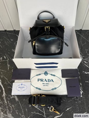 Prada Small Re-Nylon And Brushed Leather Backpack