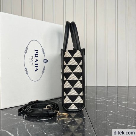 Prada Symbole Embroidered Fabric Mini Bag