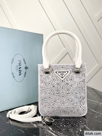 Prada Small Satin Tote Bag With Crystals