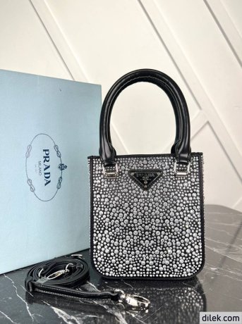 Prada Small Satin Tote Bag With Crystals