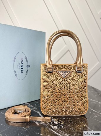 Prada Small Satin Tote Bag With Crystals