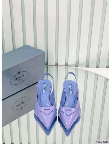 Prada Triangle Patch Slingback Pumps