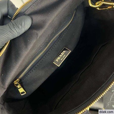 Prada Wicker and Canvas Tote bag