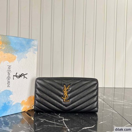 Saint Laurent Cassandre Metelasse Zip Around Wallet