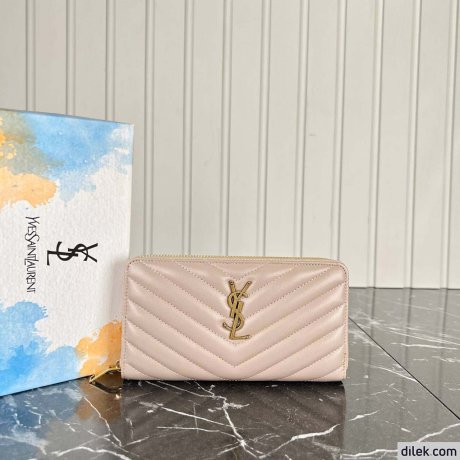 Saint Laurent Cassandre Metelasse Zip Around Wallet