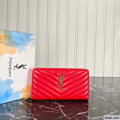 Saint Laurent Cassandre Metelasse Zip Around Wallet