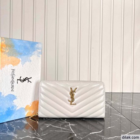 Saint Laurent Cassandre Metelasse Zip Around Wallet