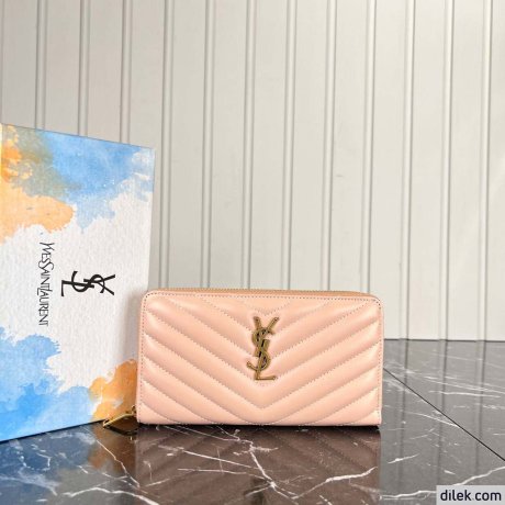 Saint Laurent Cassandre Metelasse Zip Around Wallet