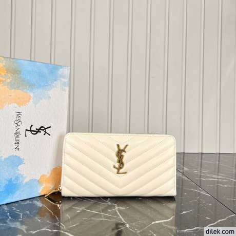 Saint Laurent Cassandre Metelasse Zip Around Wallet