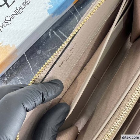 Saint Laurent Cassandre Metelasse Zip Around Wallet