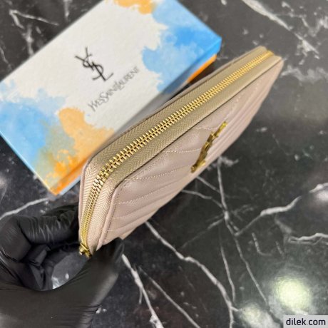 Saint Laurent Cassandre Metelasse Zip Around Wallet