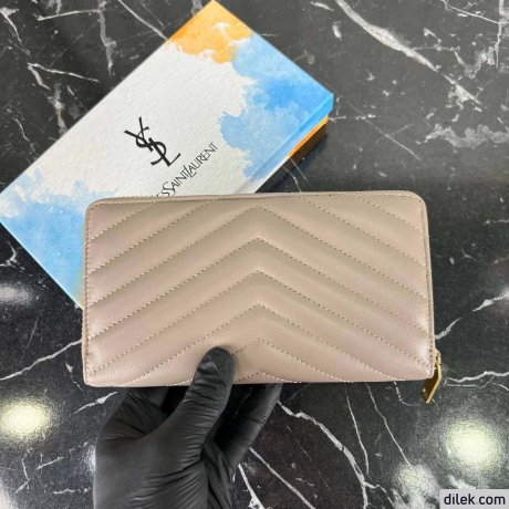 Saint Laurent Cassandre Metelasse Zip Around Wallet