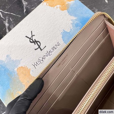 Saint Laurent Cassandre Metelasse Zip Around Wallet