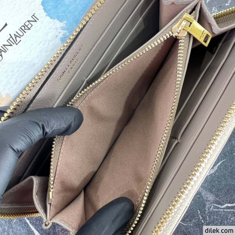 Saint Laurent Cassandre Metelasse Zip Around Wallet