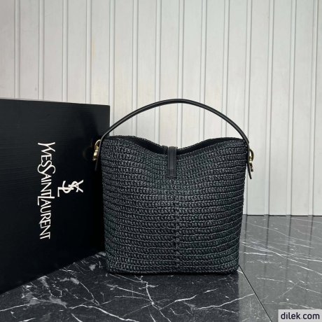 Saint Laurent Le 37 Raffia Bucket Bag