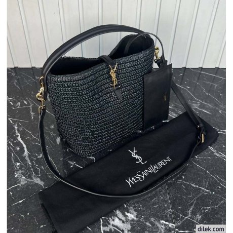 Saint Laurent Le 37 Raffia Bucket Bag