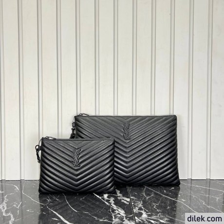 Saint Laurent Monogram Leather Pouch