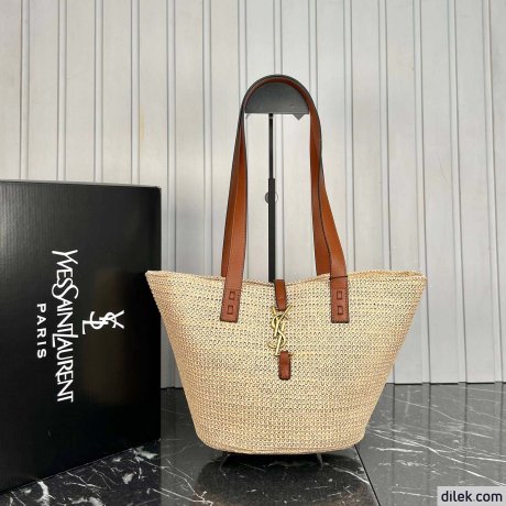 Saint Laurent Panier Medium Bag In Raffia